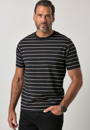 JP1880 T-SHIRT, SHORT SLEEVE, STRIPED, UP TO 8XL - T-shirt imprimé - black