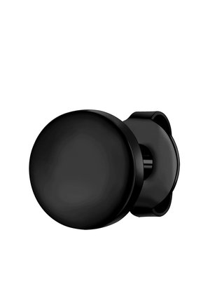 Bouton de porte rond noir avec une finition lisse, doté d'une base cylindrique et d'un design simple et moderne. Aucun motif ou accent matériel visible.