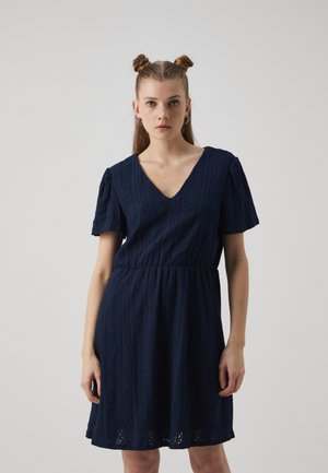 VILINDA V NECK SHORT DRESS - Vapaa-ajan mekko - navy