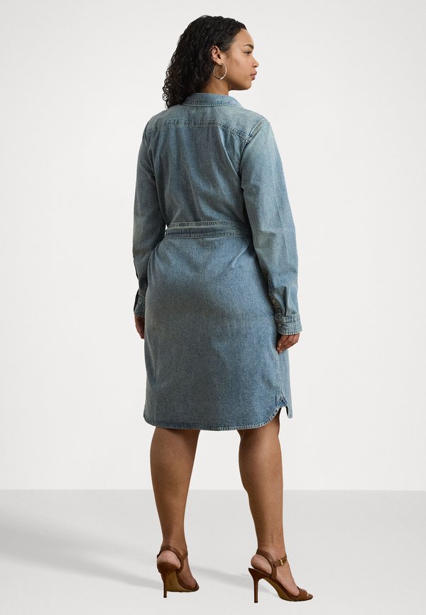 BELTED DENIM SHIRTDRESS - Denim dress - alicia wash3