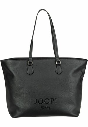 Črna torba iz teksturirane usnjene tkanine. Ima dve ročki in vtisnjen logotip "JOOP! JEANS" spredaj. Preprost, odprt dizajn.