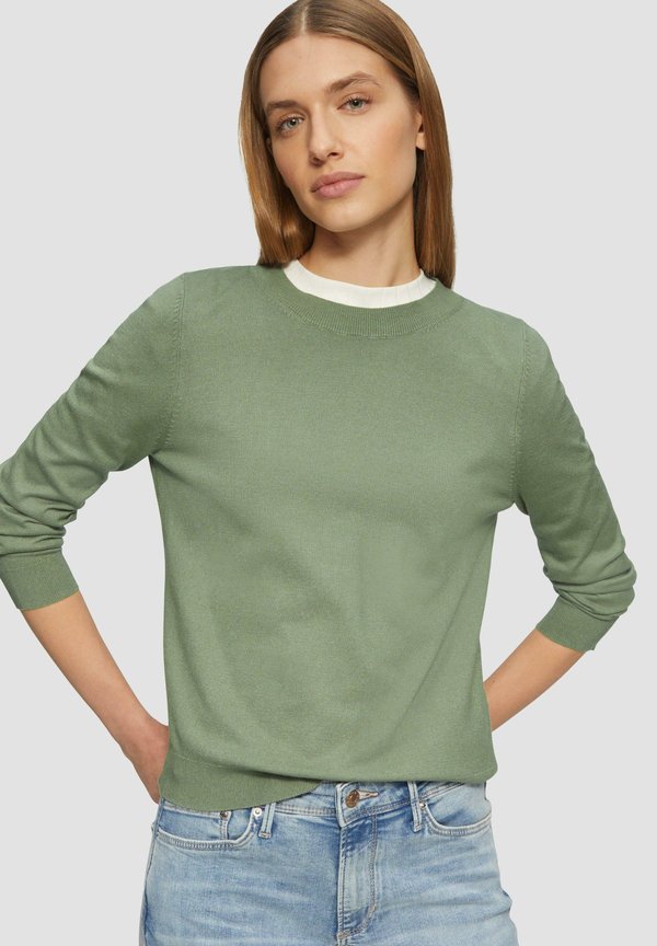 WEICHER MIT CREW NECK - Strickpullover - olivgrün