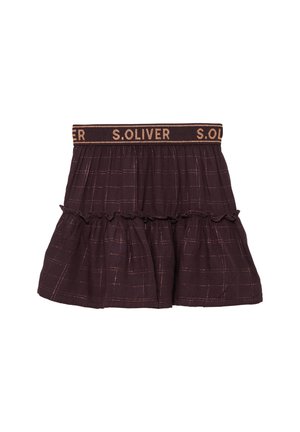 AUSGESTELLTER MIT KAROMUSTER UND GLITZERDETAILS - A-Linien-Rock - bordeaux