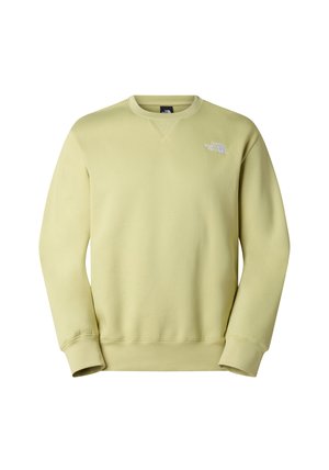 Světlé zelené tričko z tkaniny s hladkou texturou. Má kulatý výstřih a malé bílé logo na hrudi.