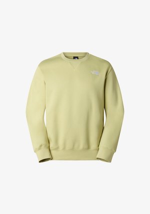 Sudadera verde clara hecha de tela con una textura suave. Cuenta con un cuello redondo y un pequeño logo blanco en el pecho.