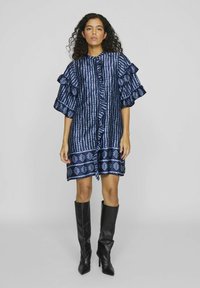 VILA KURZ KURZARM - Marškininė suknelė - navy blazer