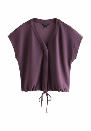 REGULAR FIT - V-NECK SHORT SLEEVED TIE WAIST - Bluse - plum purple