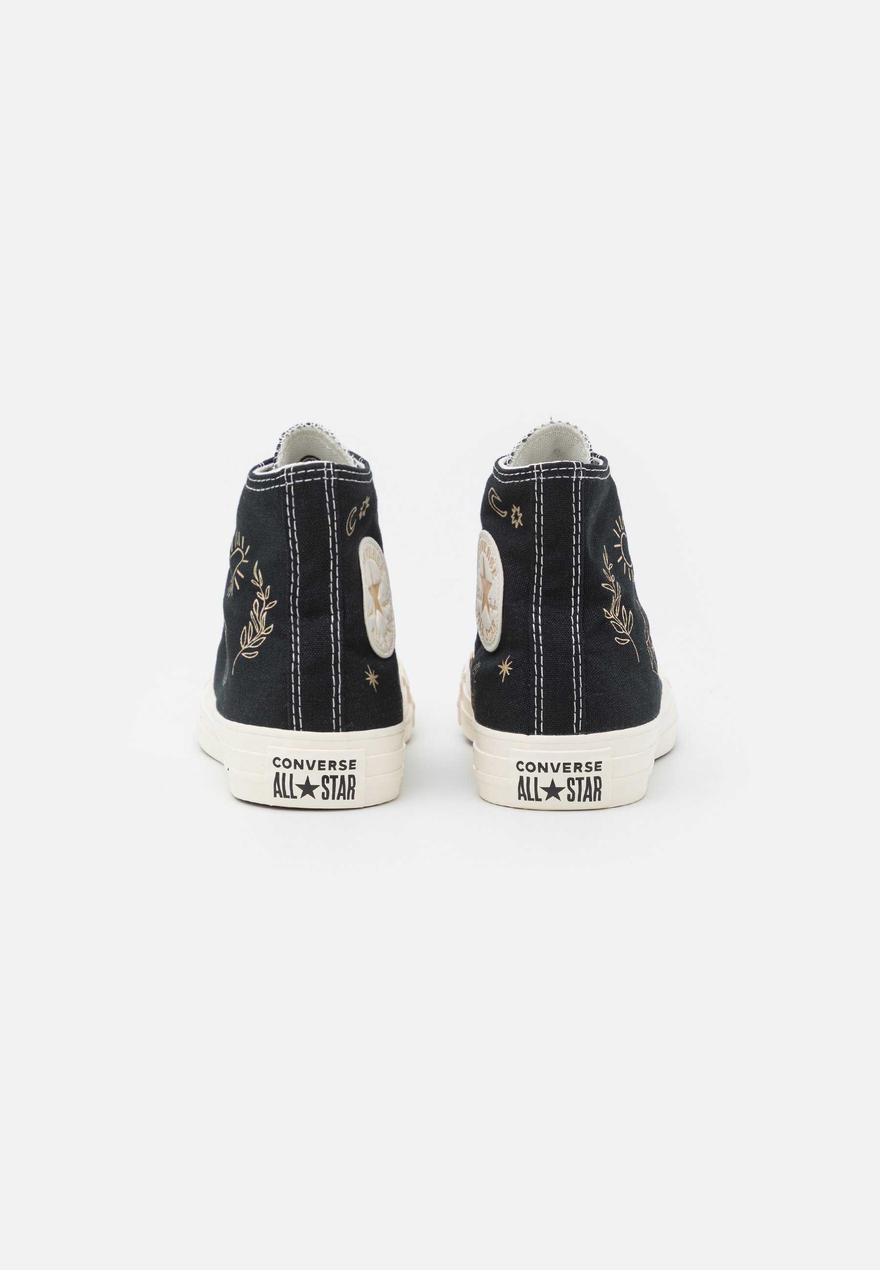 black and gold high top converse