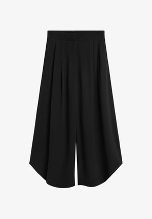 Massimo Dutti, VOLUMINOUS WIDE-LEG PLEATED PANTS - Bukser - black