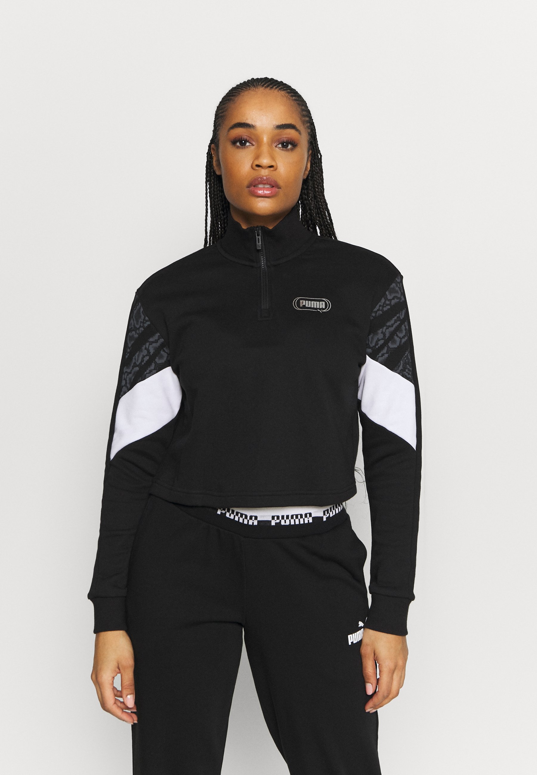 Puma REBEL ZIP CREW - Felpa - black/untamed/nero - Zalando