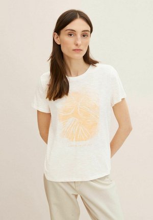 T-shirt med print - offwhite nude thin stripe