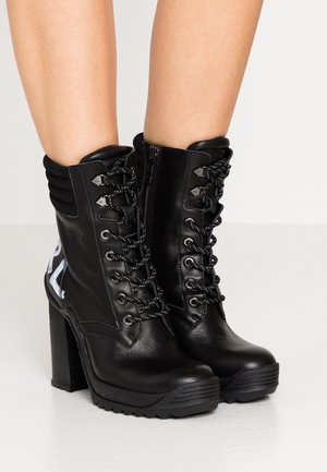 High heeled ankle boots - black