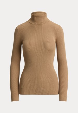 Lauren Ralph Lauren, COTTON-BLEND RIBBED TURTLENECK - Pullover - camel