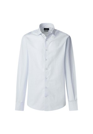 Witte lange mouwen shirt van katoen. Heeft een klassieke kraag, knopen aan de voorkant en een gladde textuur. Fitted ontwerp met knoopmanchetten.