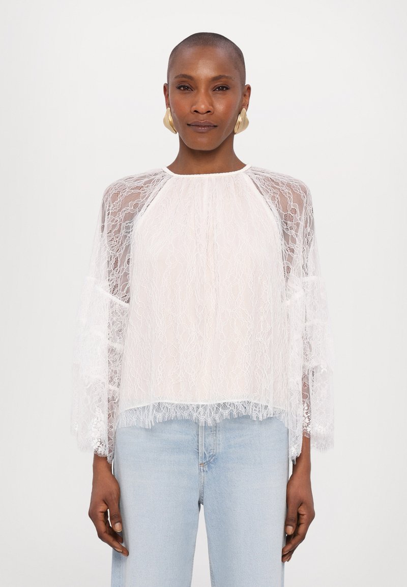 Alice + Olivia DELIA RUFFLE TUNIC - Blūze - off white