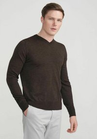 Holebrook NIKLAS V NECK - Džemperis - brown mel.