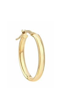 Orecchino a cerchio in oro con un design liscio e arrotondato. Dotato di una chiusura a cerniera per una chiusura sicura. Superficie lucidata con una finitura brillante.