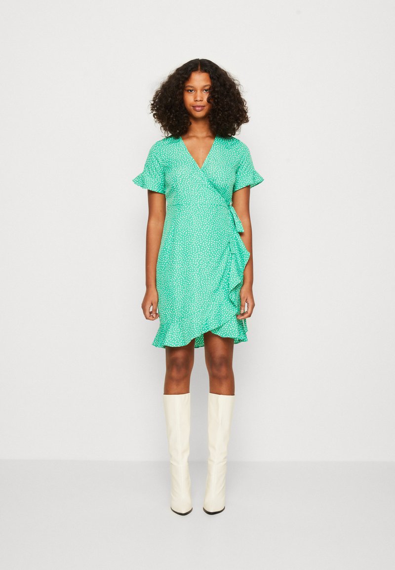 Vero Moda VMHENNA WRAP FRILL Day dress bright green/white/light