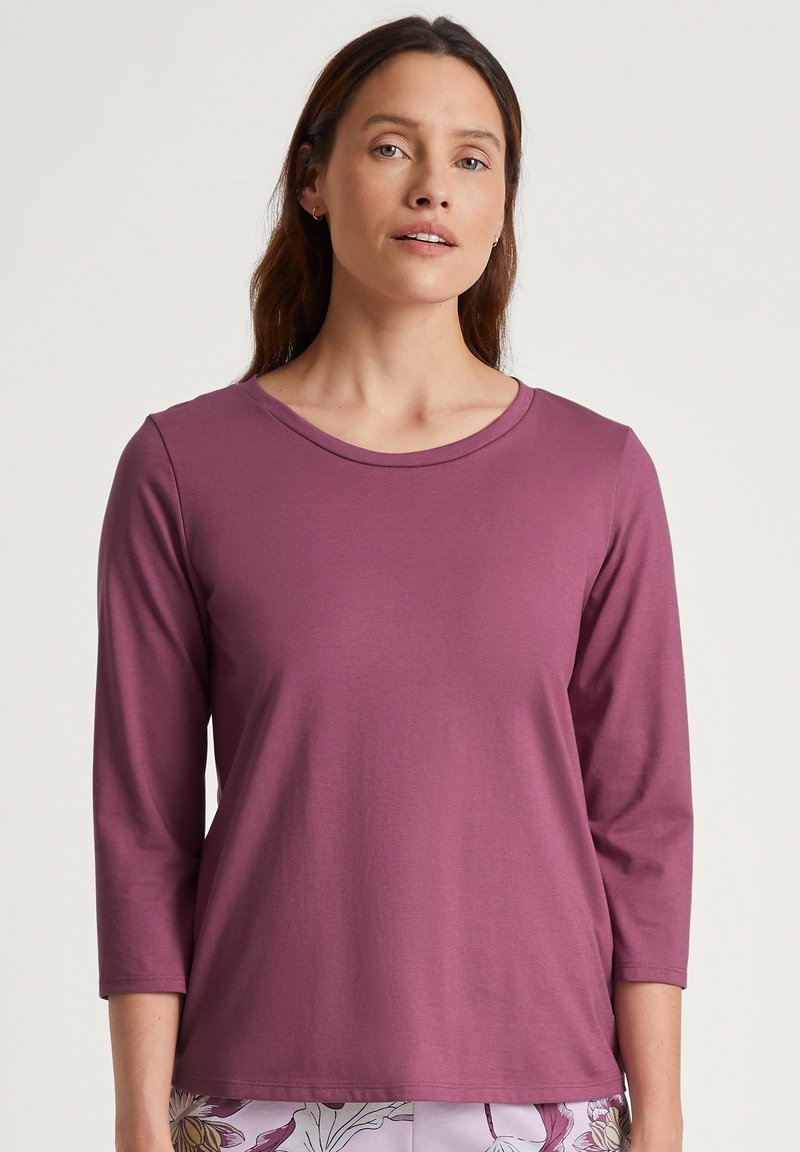 Paarse, lange mouwen shirt met een ronde hals, gemaakt van zachte katoen. Glad textuur, aansluitend ontwerp, met een casual uitstraling.