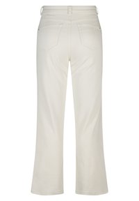 Witte wijde jeans met een gladde textuur, met een medium hoge taille en twee achterzakken. Schoon ontwerp zonder zichtbare hardwaredetails.