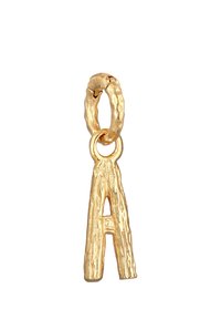 Charm en or en forme de lettre "A" avec un design texturé et organique, et une boucle circulaire texturée pour l'attache.