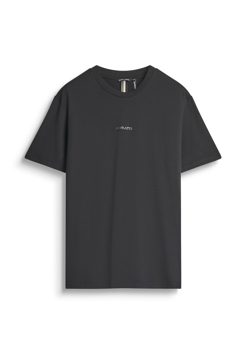Crna kratka majica s kratkim rukavima i okruglim izrezom s malim bijelim logom "MORATO" centriranim na prsima.