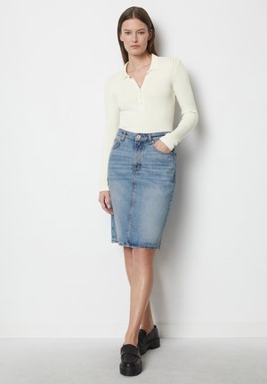 REGULAR AUS-MIX - A-line skirt - light blue tencel wash