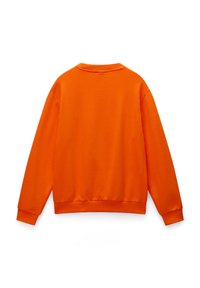 Felpa arancione con un design rilassato, polsini e orlo a costine e scollatura rotonda. Realizzata in un tessuto morbido e liscio di colore uniforme.
