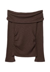 OFF-THE-SHOULDER GATHERED - Top s dlhým rukávom - dark brown