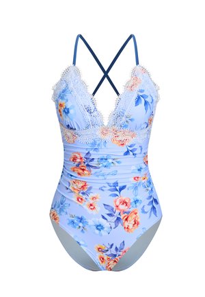 Badeanzug - light blue foral