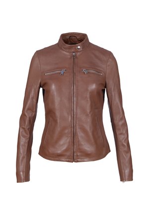 LYRA - Kožená bunda - cognac