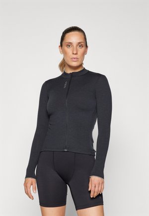 T SHIRT COLLAR FULL ZIP  - Jalgratturi särk - black