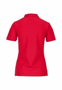 Rode polo shirt, korte mouwen, klassieke kraag, gemaakt van een katoenmix, effen kleur met een gladde textuur, geen patronen of zichtbare logo's.