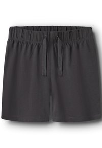 Schwarze Freizeithose mit elastischem Bund und Kordelzug, aus weichem Stoff, der sich für Entspannung oder leichte Aktivitäten eignet.