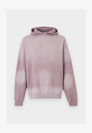 Ανοιχτό μωβ φούτερ με κουκούλα και λευκό βαθμιαίο ξεθώριασμα στα μανίκια και την περιοχή της τσέπης, με μπροστινή τσέπη καγκουρό και ριμπ μανσέτες.