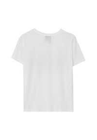 T-shirt bianca a maniche corte realizzata in morbido tessuto di cotone. Design semplice con collo rotondo, senza grafiche o decorazioni.