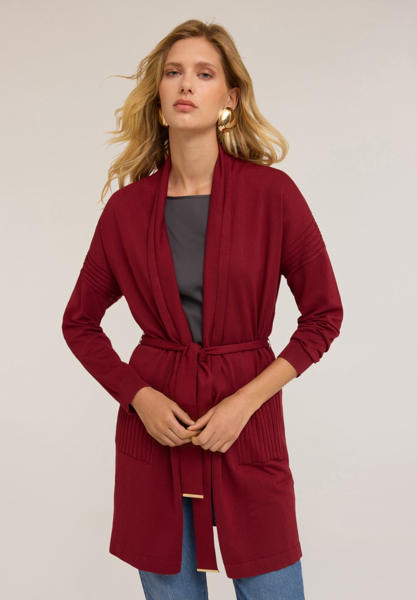 Motivi LUNGO CON CINTURA Strickjacke bordeaux Zalando