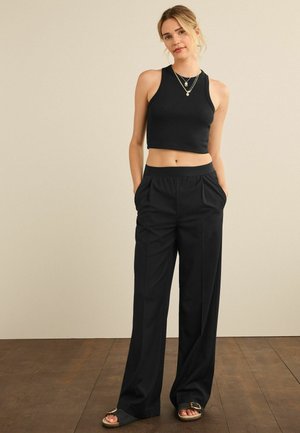 TAILORED ELASTICATED WAIST WIDE LEG  - Pantalon classique - black