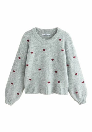 CREW NECK - Svetrík - grey with red hearts