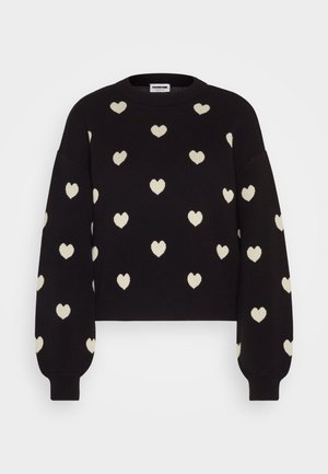 Noisy May NMCHARLOTT O NECK - Vesta - black/oatmeal