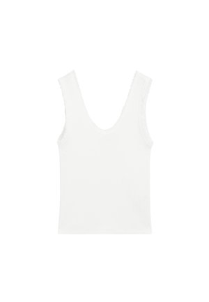 Massimo Dutti ROUND NECK WITH FRAYED PIPING - Top - white