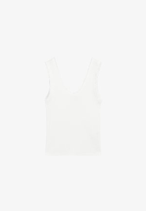 Massimo Dutti ROUND NECK WITH FRAYED PIPING - Débardeur - white