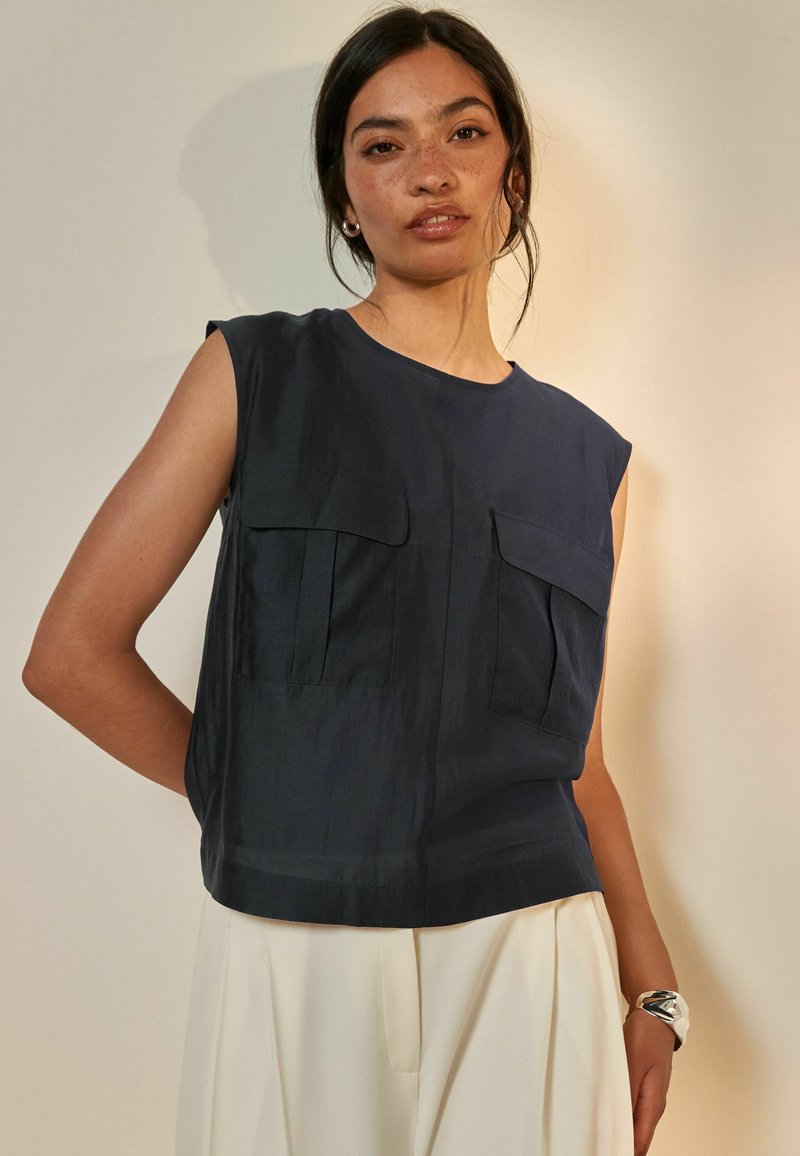 Next SHEER SLEEVELESS .  - REGULAR FIT - Blúz - navy