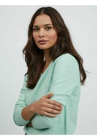 VILA VIRIL L/S V-NECK TOP - Camisola - grayed jade