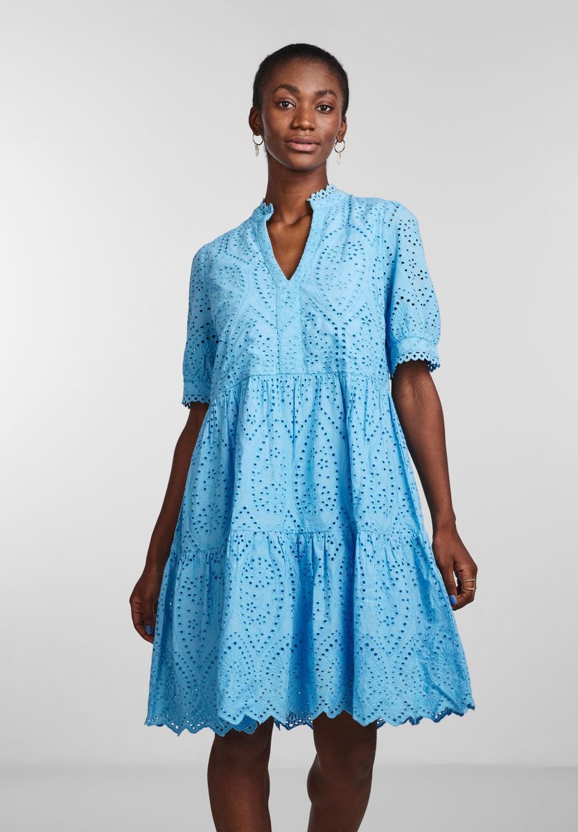 gigi hadid met gala blue dress Y.A.S Nellie Ruffle Shoulder Mini Dress, Ethereal Blue