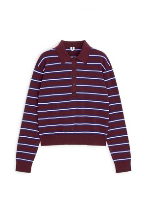 ARKET, ARKET KNITTED POLO SHIRT - Poloshirt - dark red blue pink