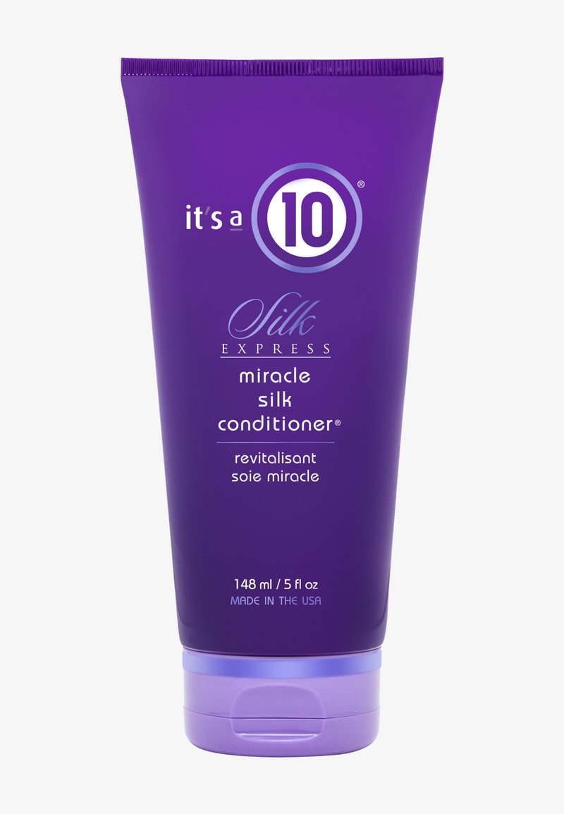 Tube violet de revitalisant miracle Soie Express It's a 10, 148 ml/5 fl oz, fabriqué aux États-Unis.