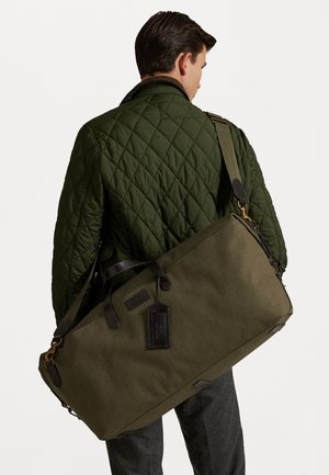 LEATHER TRIM CANVAS DUFFEL - Weekend bag - defender green/dark brown