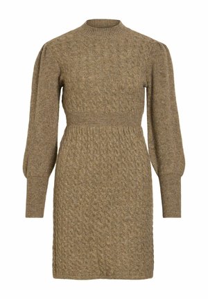 VILA, KNITTED DRESS VINAVA SHORT - Robe pull - coffee bean