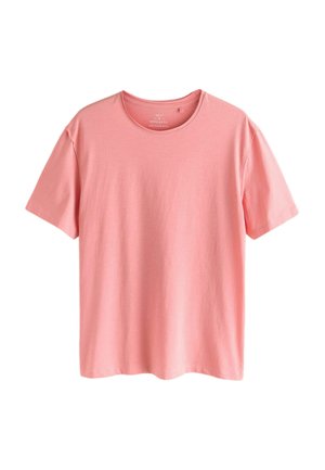 Solid light pink short-sleeve crew neck cotton T-shirt, regular fit, displayed against a white background.